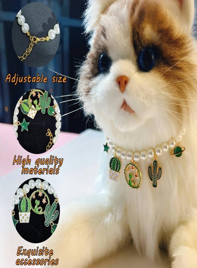 Ouliget Pet Cat Pearl Collar,Adjustable Cute Cat Dog Necklace,Fashion Pearl Jewelry Gifts Pendant for Small Animal Gift Decoration,8 to 10 inches - Image 3